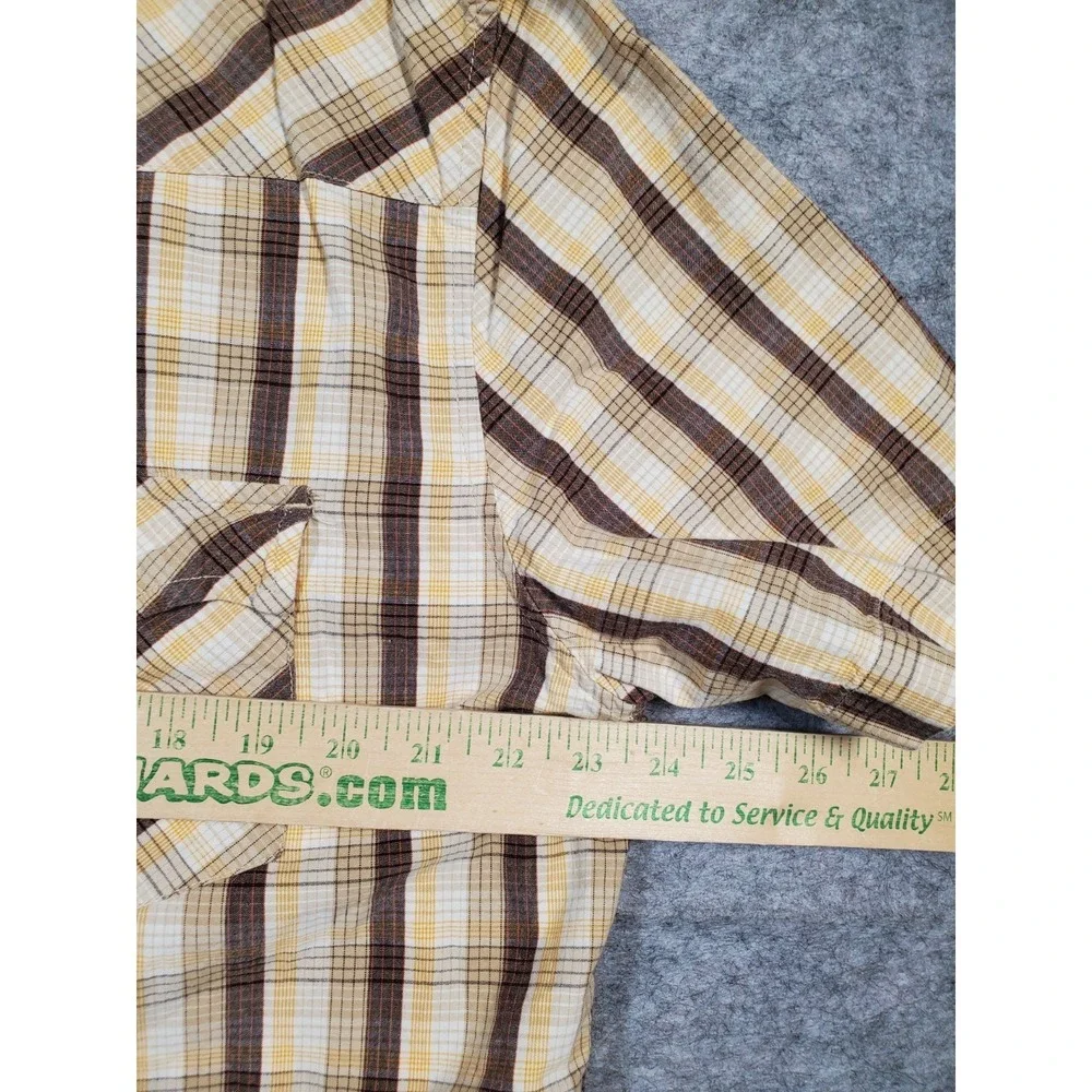 Vintage Levis Authentic Jeans Wear Western Pearl Snap Shirt Brown Plaid Mens XL